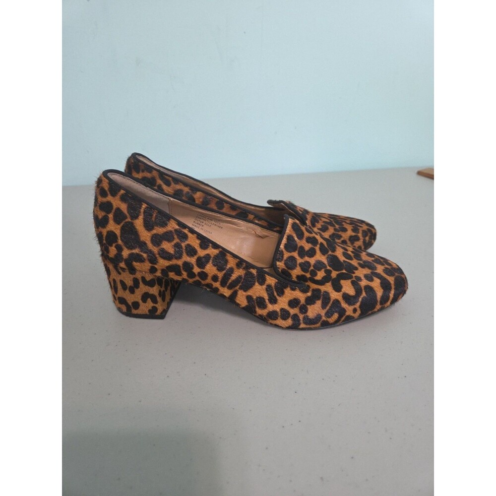 Banana Republic women's leopard print mid heel smoking slipper shoes 8